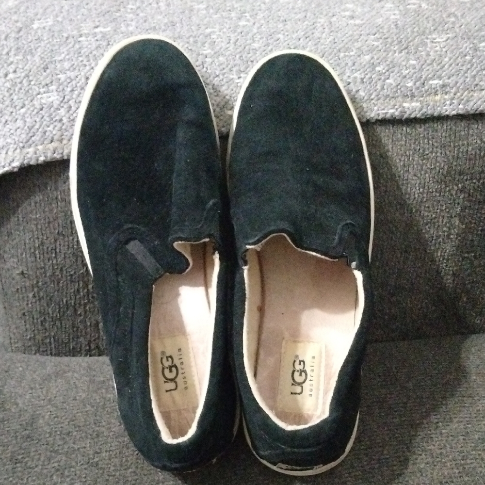 UGG Black Suede Loafers with Rubber Sole